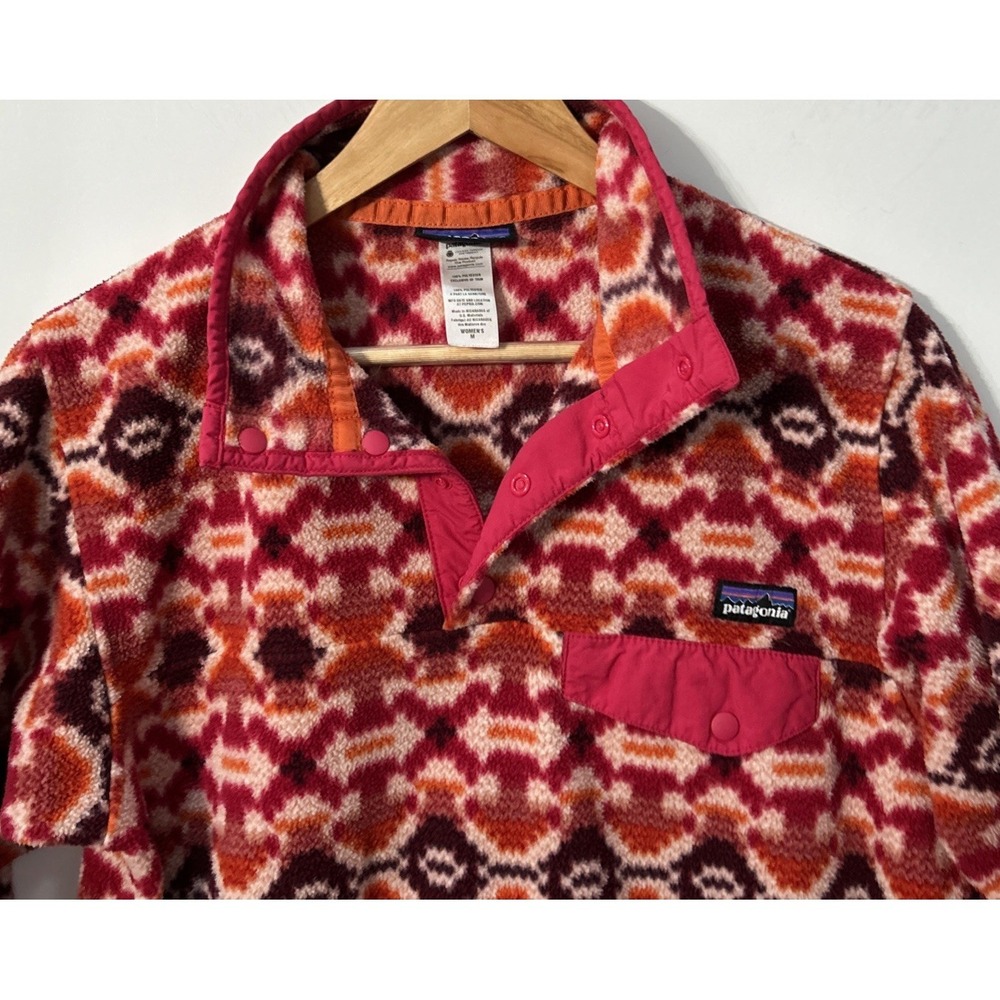 Patagonia Womens Synchilla Fleece T Snap Pullover Aberdeen Print Aztec 25455 Med